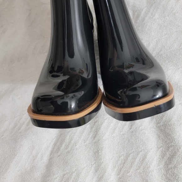 Melissa Classic Chunky Heel Waterproof Rain Boots Square Toe Wellie Black Size 6 - Picture 5 of 16
